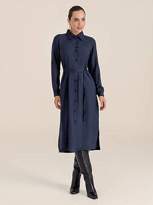 Vestido "Horizonte" Manga Longa Midi Chemise