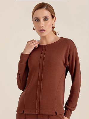 Suéter "Clareza" Manga Longa Decote U