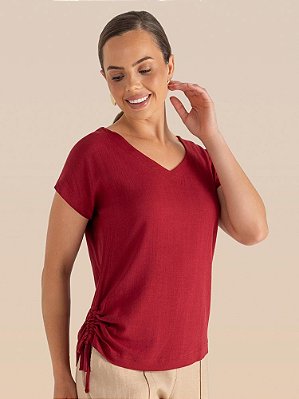 Blusa Orientar Japonesa Assimetria Com Franzido