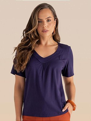 Blusa Nuances Mc Decote V Com Franzido