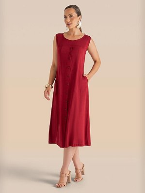 Vestido Orientar Sm Evasê Abotoamento Frontal