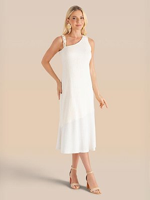 Vestido Reflexos Assimetria Alça Artesanal