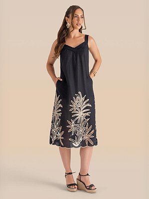 Vestido Reflexos Sm Midi Bordado Richelieu