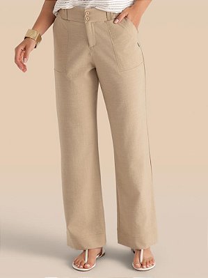 Calça Plenitude Semi Wide Rustic Bainha Destacada