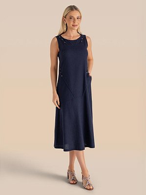 Vestido Presença Sm Evasê Pontos Metálicos