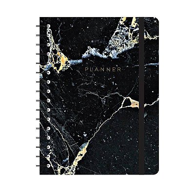Agenda Planner Completo Minerais Marmore Preto A5