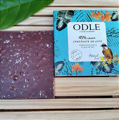 Odle - Chocolate ao Leite 45% Cacau com Pistache e Flor de Sal (100g)