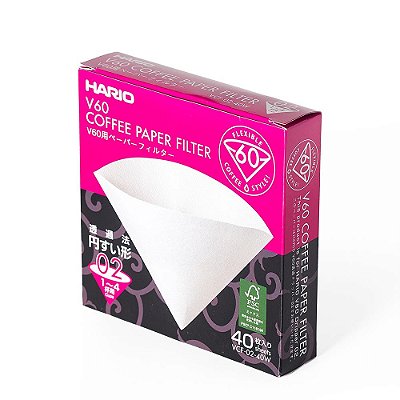 Filtro Branco - Tamanho 02 - V60 Hario (40 un)
