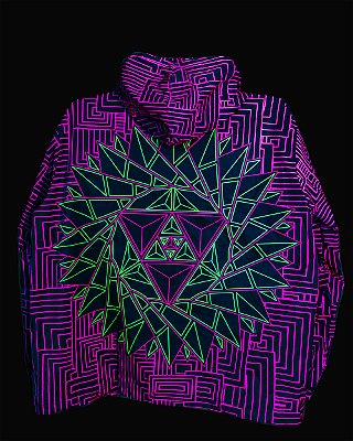 Corta-Vento Psicodélico UV Reativo para Festivais - Sunshine Rosa