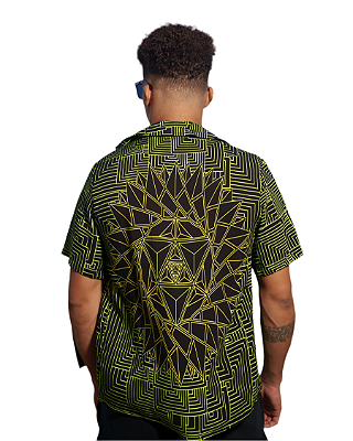 ⚡ ÚLTIMA PEÇA: Camisa de Botão Sunshine Verde | Street & Rave Alucinarium
