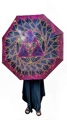 Guarda-Chuva Exclusivo Sunshine Rosa - Arte Psicodélica Alucinarium