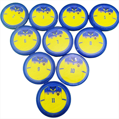 10 Botões de Futebol - Acrilico Cristal 50mm - Equador