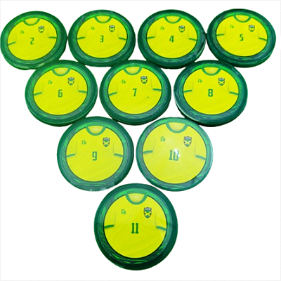 10 Botões de Futebol - Acrilico Cristal 50mm - Jamaica