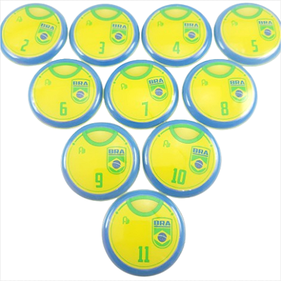 10 Botões Futebol de Botão - Vidrilha 45mm - Brasil