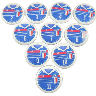 10 Botões Futebol de Botão - Vidrilha 45mm - França