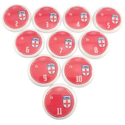 10 Botões Futebol de Botão - Vidrilha 45mm - Inglaterra-2