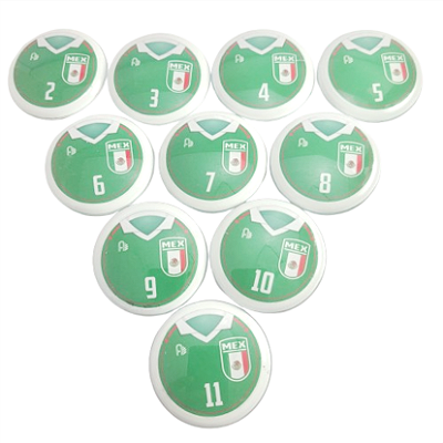 10 Botões Futebol de Botão - Vidrilha 45mm - México