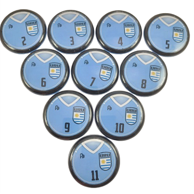10 Botões Futebol de Botão - Vidrilha 45mm - Uruguai
