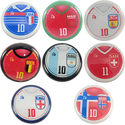 8 x 10 Botões de Futebol - Vidrilha 45mm - 2026 quartas
