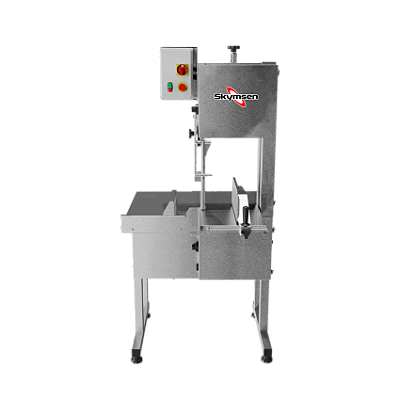 SFL-282HD - SERRA FITA PARA CARNE INOX, COM EMPURRADOR, MESA MÓVEL, REGULADOR DE CORTE, LÂMINA 2.820 mm, HEAVY DUTY - 2 HP-CV 220 V - SKYMSEN