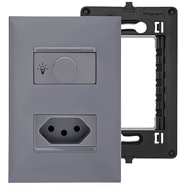 Dimmer Com Tomada 20A Cinza Pial Plus+ Legrand p/ Lâmpada Led