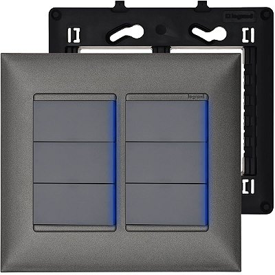 Interruptor 4x4 6 Teclas Pial Plus+ Prata Alumínio Com Led