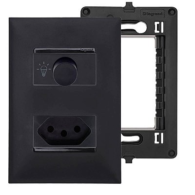 Dimmer Com Tomada 10A Pial Plus+ Legrand Preto p/ Lâmpada Led