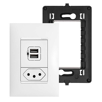 Tomada USB Parede Com Tomada 20A Pial Plus+ Legrand 4x2