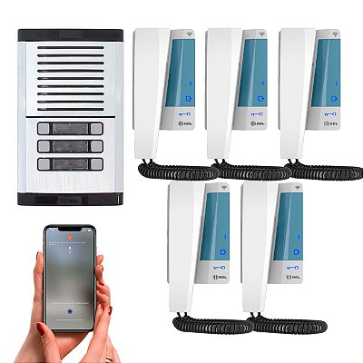 Interfone Coletivo Com Wifi 5 Pontos HDL Controle Pelo Aplicativo