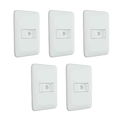 Kit 5 Tomada de Telefone RJ11 Com Placa e Suporte Zuli LZX090 Lorenzetti Legrand