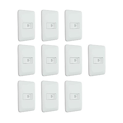 Kit 10 Tomada de Telefone RJ11 Com Placa e Suporte Zuli LZX090 Lorenzetti Legrand