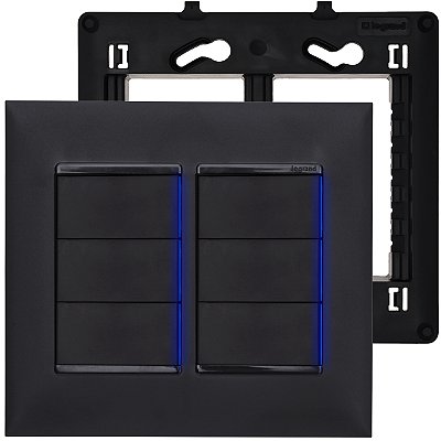 Kit 6 Pulsadores Com Led Placa E Suporte 4x4 Pial Plus+ Legrand