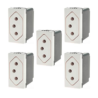 Kit 5 Tomada 10A 250V Fundo Móvel 2P+T Borne Automático PIAL Plus+ 615041BC Legrand