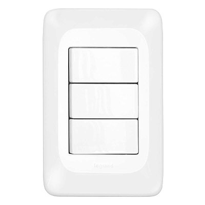 Conjunto Completo 2 Interruptor Simples Com Interruptor Paralelo PIAL PoP Com Suporte e Placa 4x2
