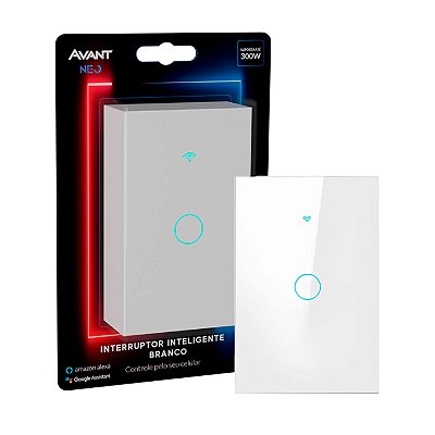 Interruptor Inteligente Wifi Neo 1 Botão Alexa Google Assistente Avant