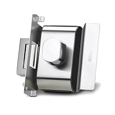 Fechadura Porta de Vidro PV90 1R-B AF Inox Maçaneta Bola HDL Abre para Fora Instalação Recorte