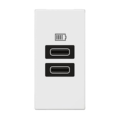 Módulo Carregador USB Duplo Tipo C 3000mAh 15W Branco Legrand Arteor 571692B