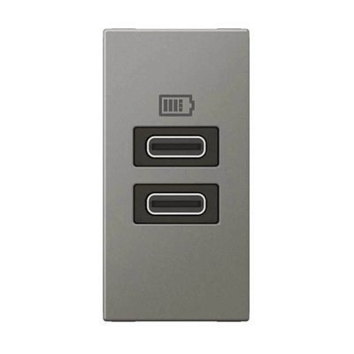Módulo Carregador USB Duplo Tipo-C 3000mAh 15W Magnésio 571693B Legrand Arteor