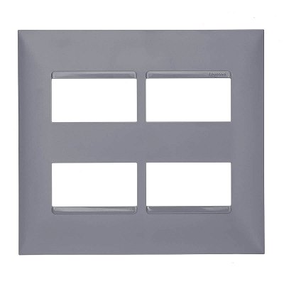 Placa 2+2 Postos Horizontal Separados 4x4 Pial Plus+ Legrand Cinza 618514CZ