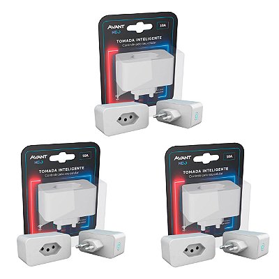 Kit 3 Tomadas 10A Inteligente Avant NEO Controle tudo por app e Acompanhe Gastos