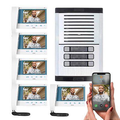 Kit Completo Vídeo Porteiro Connect Wifi Com App Para 5 Casas HDL