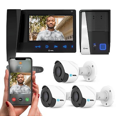 Kit Interfone Connect com 4 Câmera Externas Wifi Acesso Via Aplicativo HDL