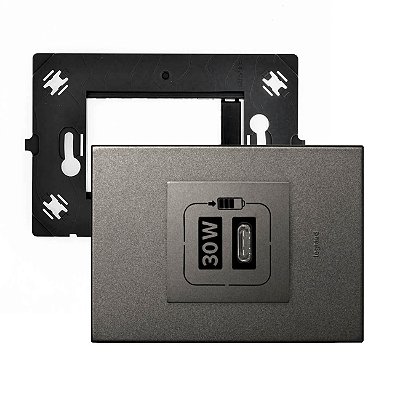 Kit Carregador USB-C 30W de Parede Magnésio Linha Luxo Legrand Arteor