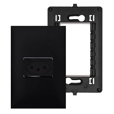 Kit Tomada 10A com Fundo Móvel Placa e Suporte 4x2 Preto PIAL Plus+ Legrand