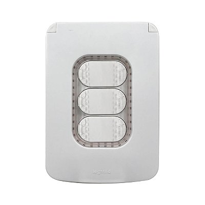 Kit Completo 3 Interruptor Simples para Área Externa Placa com Membrana de Borracha IP44 Legrand