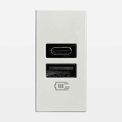 Módulo Carregador USB Tipo C+A 15W 3000mAh MatixGo JW4191AC Bticino Legrand