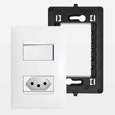 Conjunto Completo Interruptor Simples com Tomada 20A PIAL Plus+ Legrand 615073BC