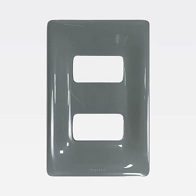 Placa 2 Postos 4x2 Cinza Brilhante Zeffia Legrand 680182CZ
