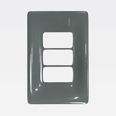 Placa 3 Postos Separados 4x2 Cinza Zeffia Legrand 680182CZ