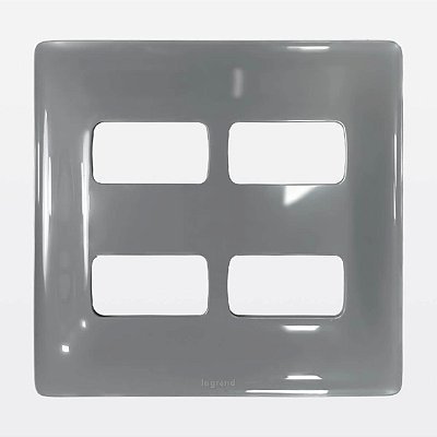 Placa 2+2 Postos Separados 4x4 Cinza Zeffia Legrand 680175CZ